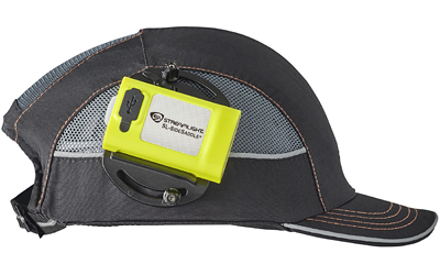 Baseball cap with attached yellow battery pack