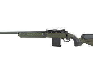 Modern bolt-action rifle with green stock