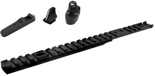 Black Picatinny rail and sight components