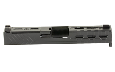 Black and gray pistol slide on white background