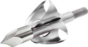 Metal broadhead arrow tip with blades
