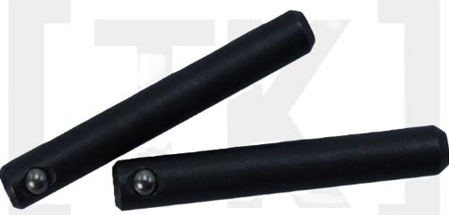 Two black telescopic batons on white background