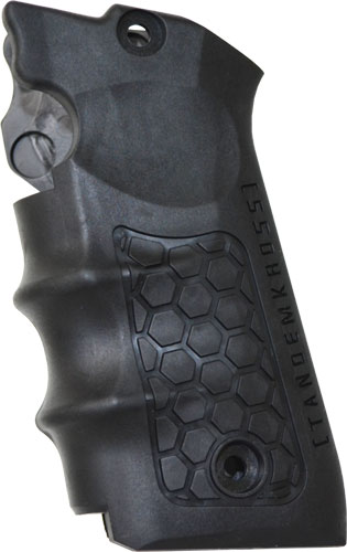 Black pistol grip with textured hex pattern