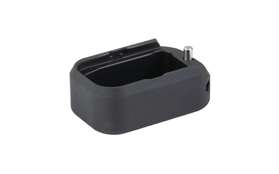 Black pistol magazine base plate extension