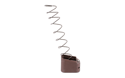 Metal spring attached to small brown base