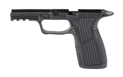 Black polymer handgun frame without slide