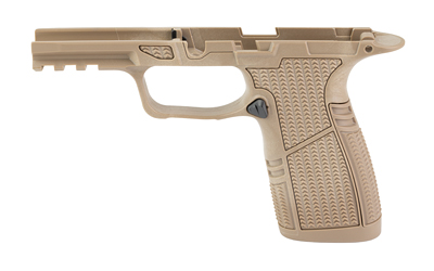 Tan polymer pistol frame without slide