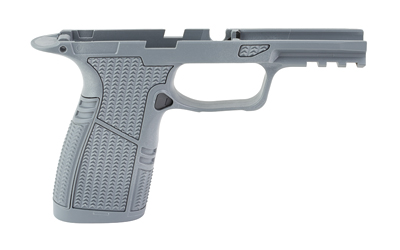 Gray polymer handgun frame without slide