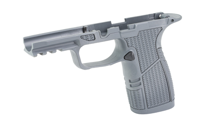 Gray polymer handgun frame without slide