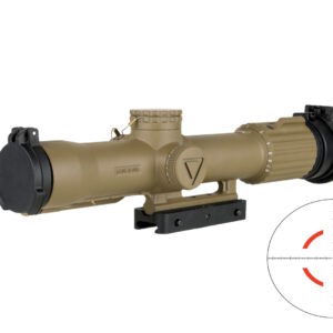 Tan rifle scope with reticle inset