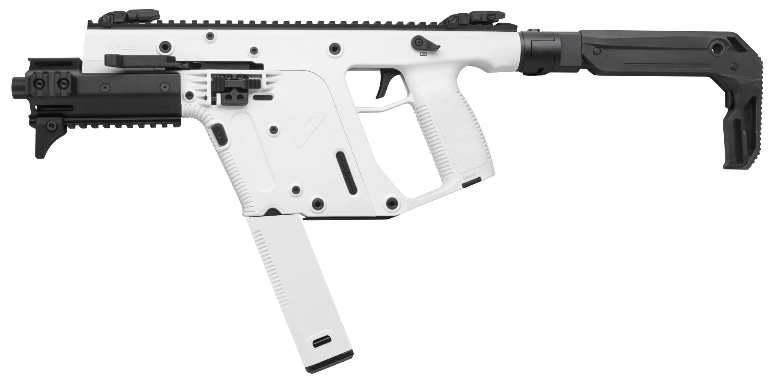 White tactical carbine with extended magazine