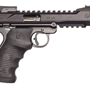 Black .22 LR target pistol on white background