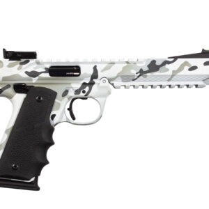 White camouflage semi-automatic pistol on white background