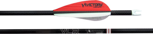 Black carbon arrow with red and white fletching