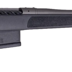 Black bolt-action rifle on white background