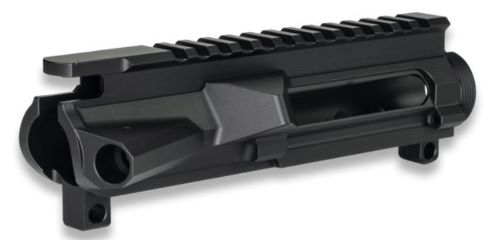 Black AR-15 upper receiver with rail