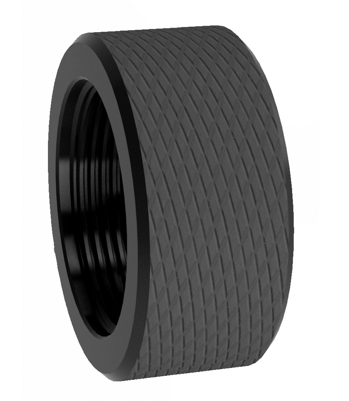 Black knurled threaded metal ring