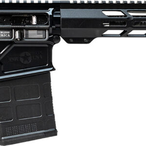 Black AR-15 style semi-automatic rifle on white background