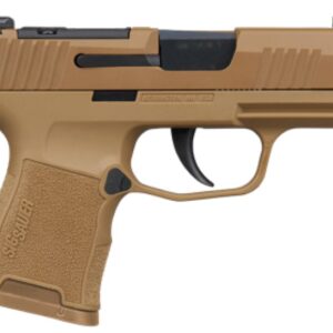 Tan semi-automatic pistol on white background