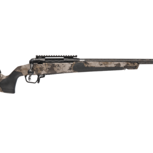 Camouflage bolt-action rifle on white background