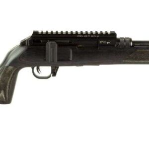 Black bolt-action rifle on white background