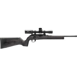 Bolt-action rifle with mounted scope on white background