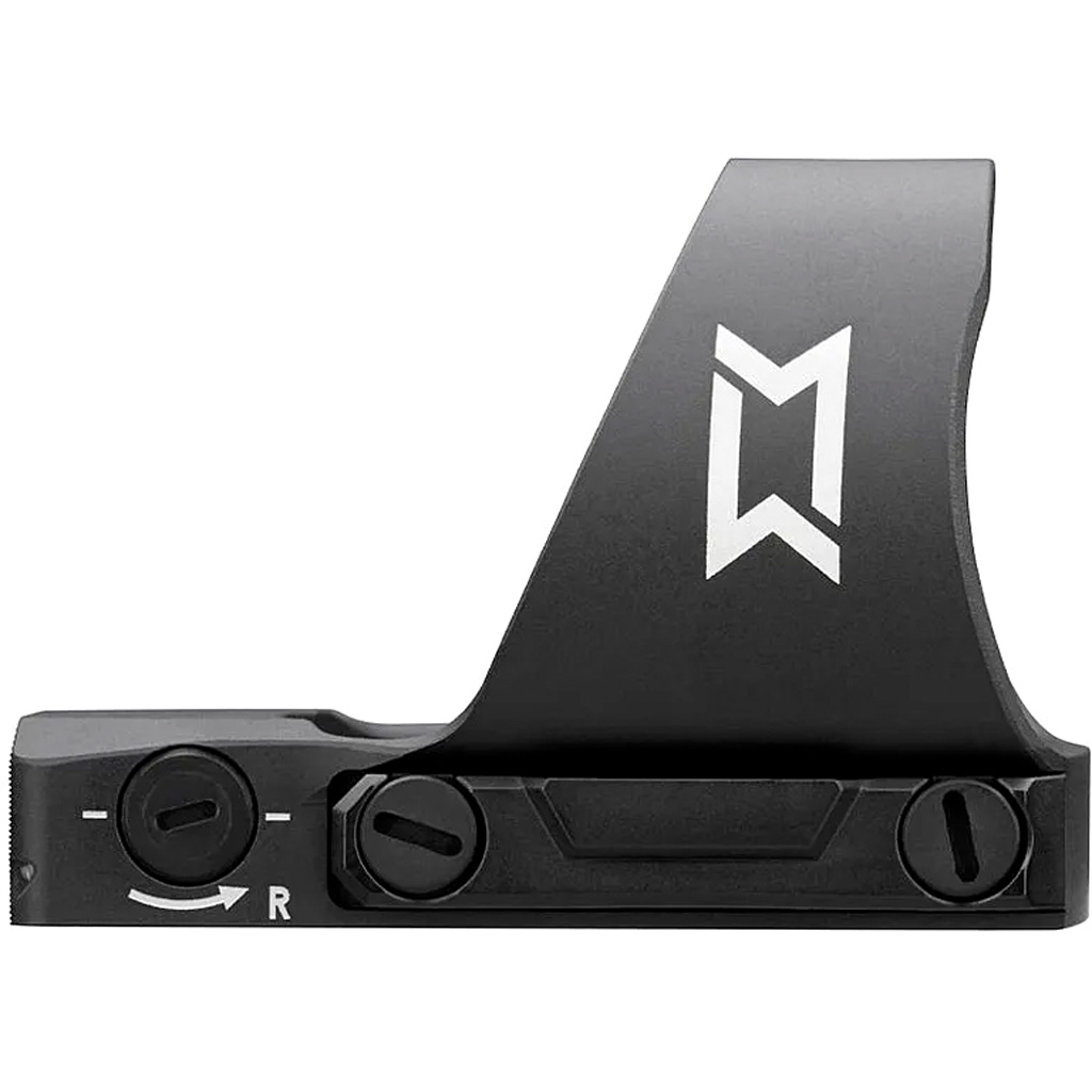 Black metal firearm sight with adjustment screws