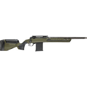Bolt-action rifle with green stock and magazine