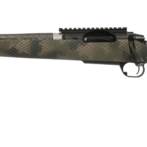 Camouflage bolt-action rifle on white background