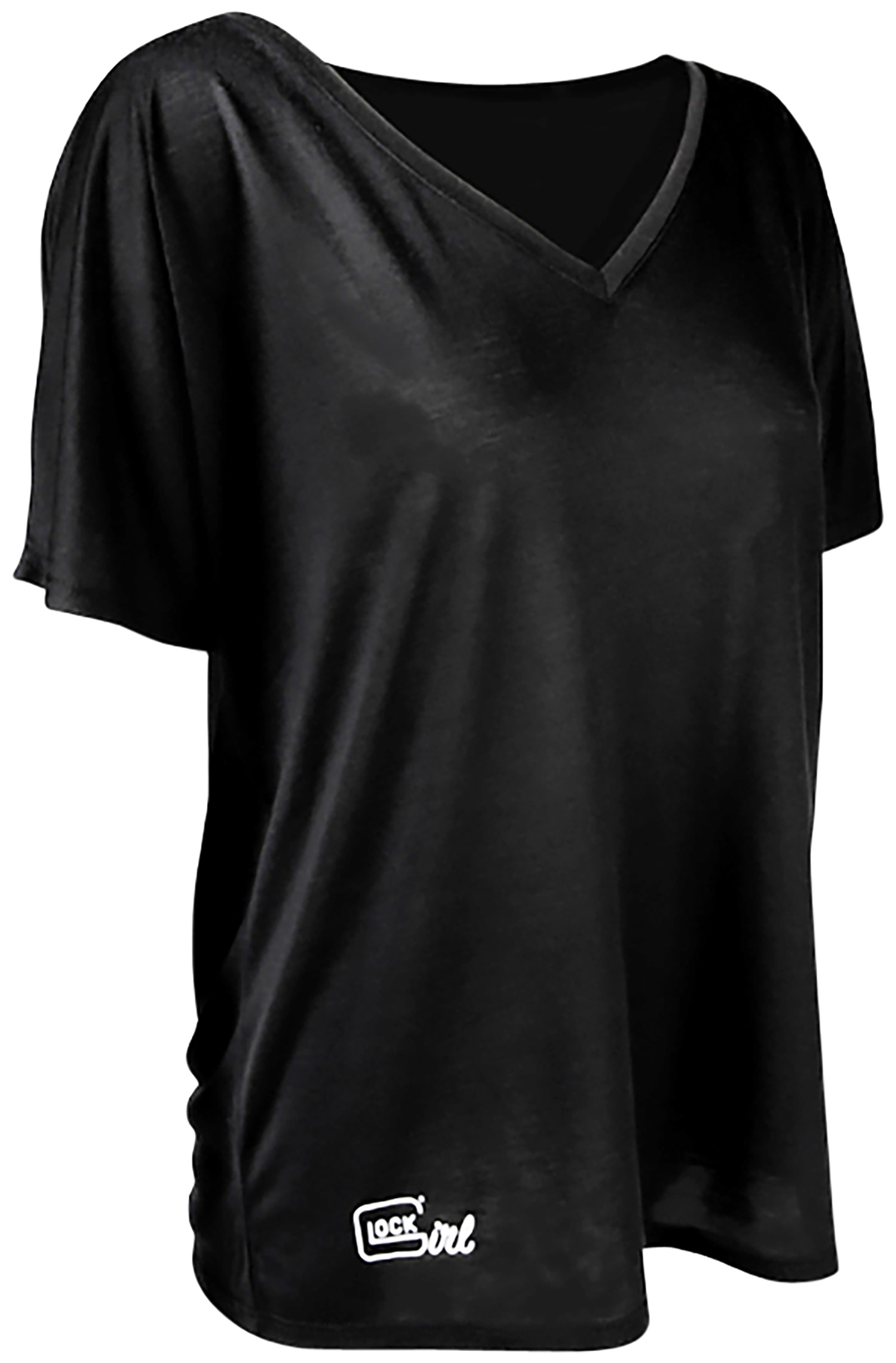 Black V-neck loose-fit short-sleeve T-shirt