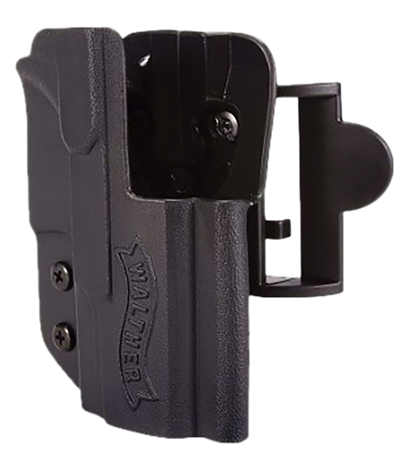 Black Walther handgun holster with belt clip