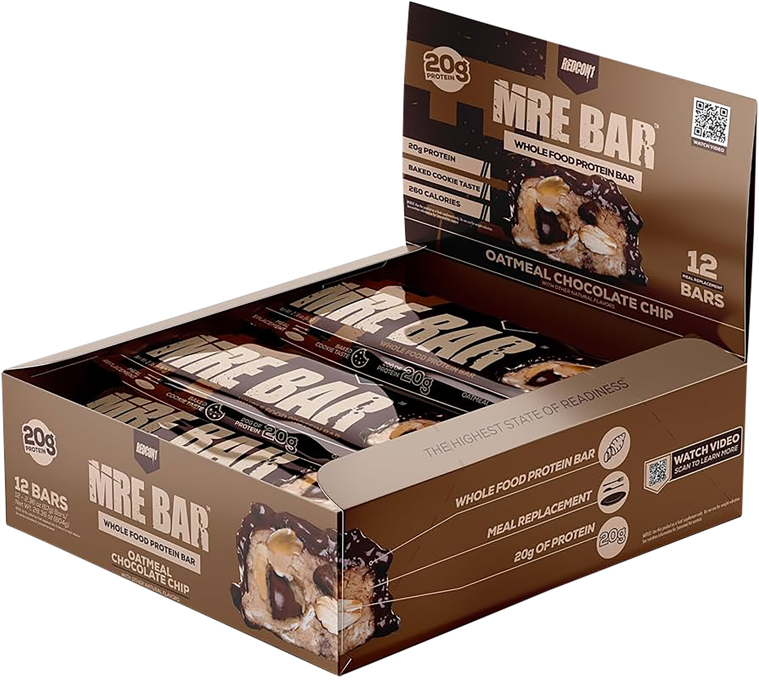 Box of MRE Bar oatmeal chocolate chip protein bars