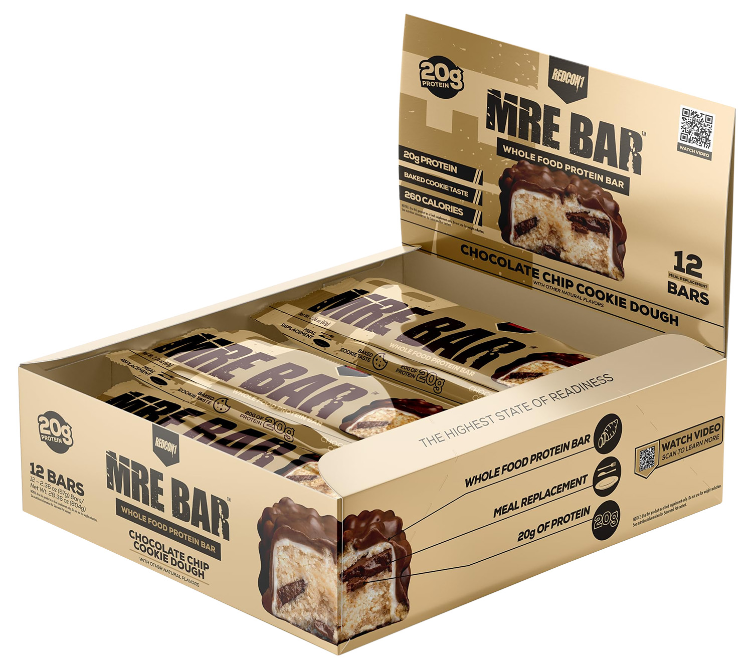 MRE Bar chocolate chip cookie dough protein bars