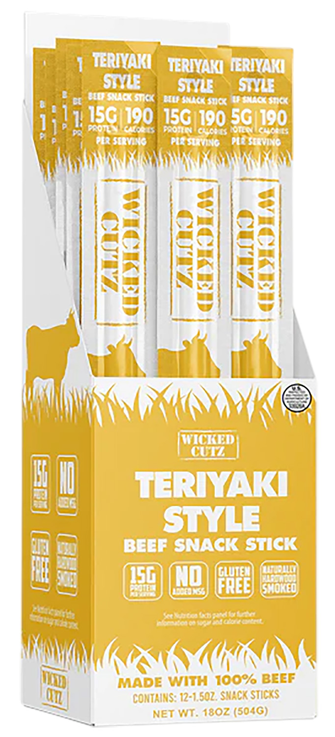 Wicked Cutz Teriyaki beef snack sticks display box