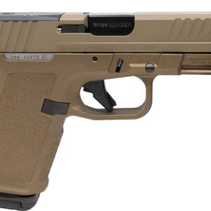 Tan Ruger semi-automatic handgun side view