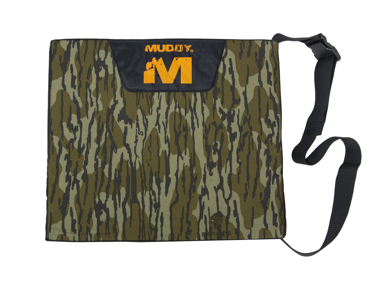 Camouflage hunting seat cushion with shoulder strap