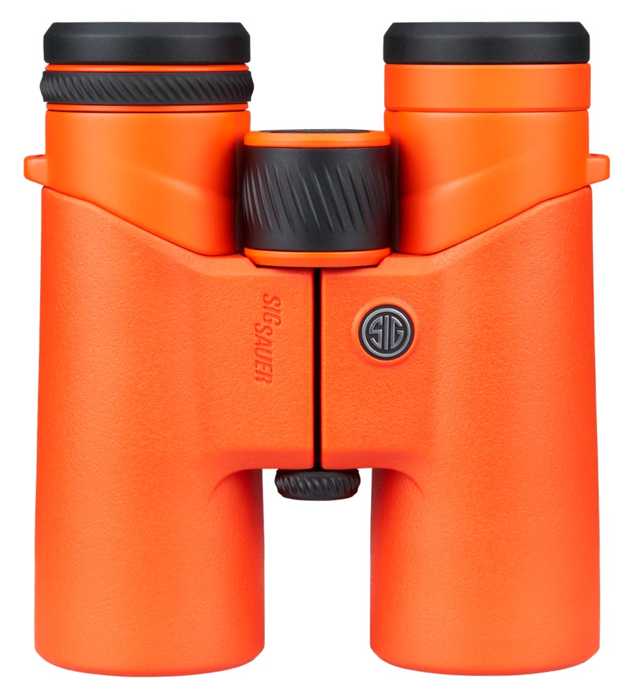 Bright orange SIG Sauer binoculars front view