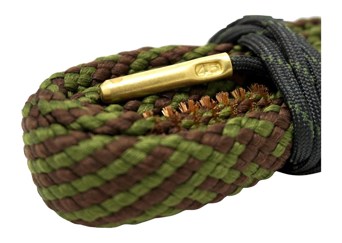 Braided gun bore cleaning rope with brass tip