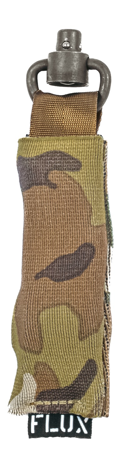 Camouflage fabric pouch with metal D-ring attachment