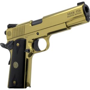 Gold ADAM 45h semi-automatic pistol with black grip