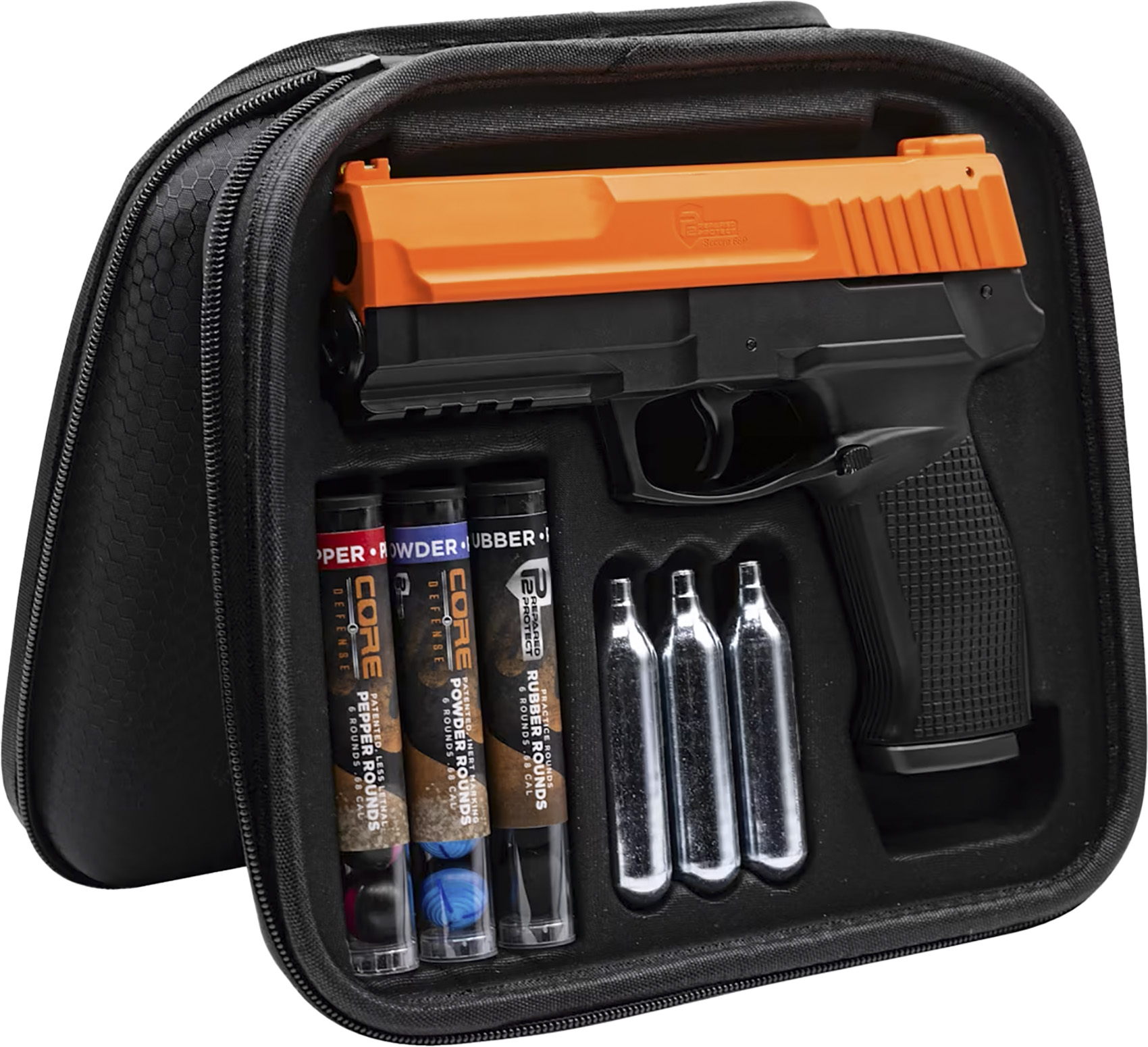 Less-lethal pistol kit with CO2 cartridges