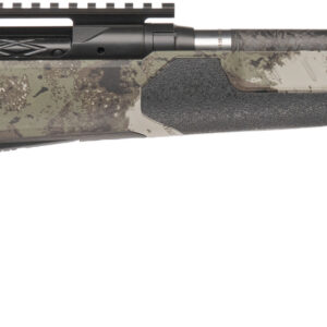 Camouflage bolt-action rifle with long barrel