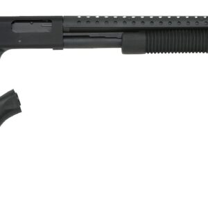 Black pump-action shotgun with detachable stock