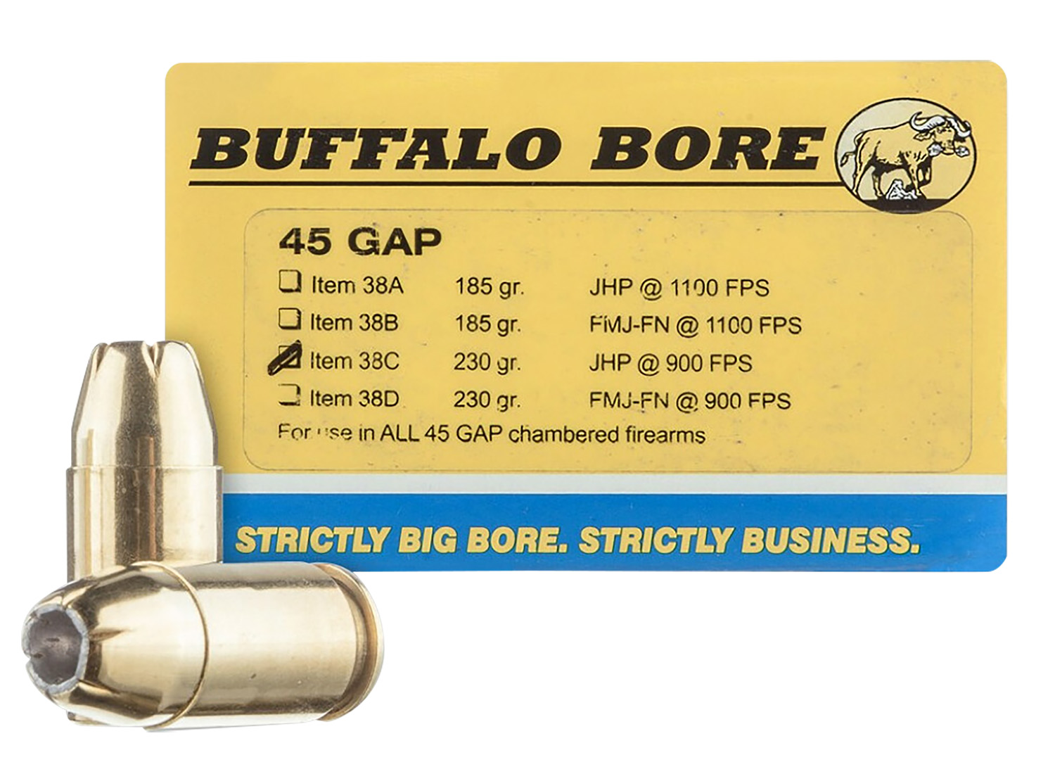 Buffalo Bore 45 GAP ammunition and cartridges