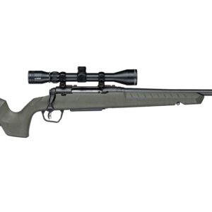 Bolt-action rifle with scope on white background