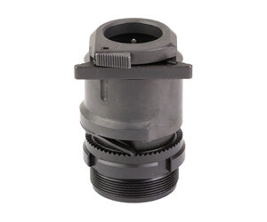 Black plastic threaded pipe fitting with flange