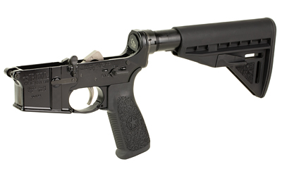 AR-15 style rifle lower receiver with stock