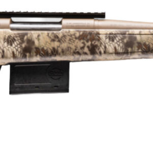 Camouflaged bolt-action hunting rifle with detachable magazine