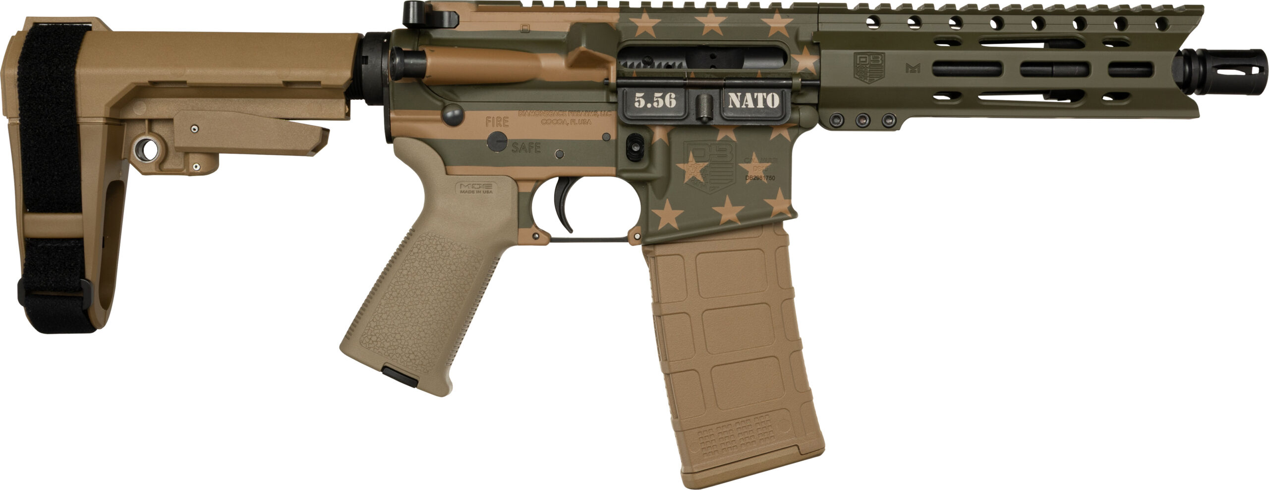Compact 5.56 NATO AR-style pistol with brace