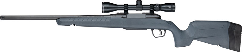 Bolt-action rifle with mounted scope on white background